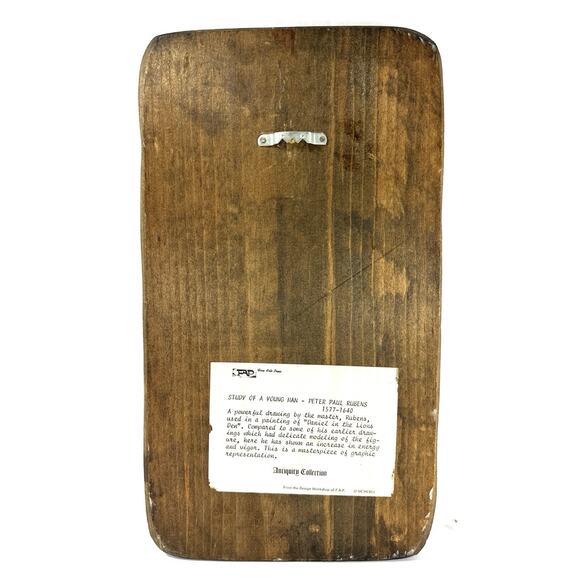 1963 Rubens “Study of a Young Man” F.A.P. Antiquity Collection Wood Plaque - Picture 4 of 7